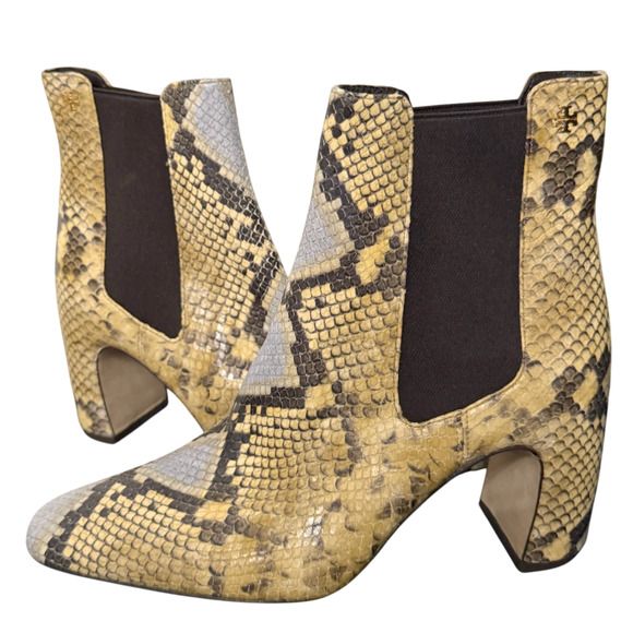 NEW TORY BURCH BANANA EMBOSSED SNAKESKIN LEATHER CHELSEA ANKLE BOOTIES BOOTS 6 - Picture 4 of 16